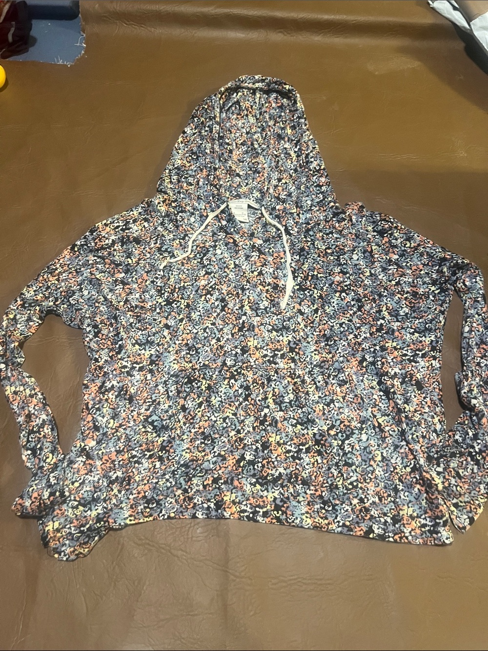 Women’s Floral Hooded long sleeve cropped top- Multi-Color